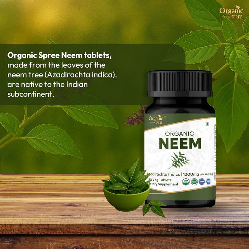 ORGANIC SPREE Neem 120 Tablets | Azadirachta Indica (Neem) | USDA Organic Certified | Healthy Skin and Detox* | Dietary Supplement - 120tab - Image 2